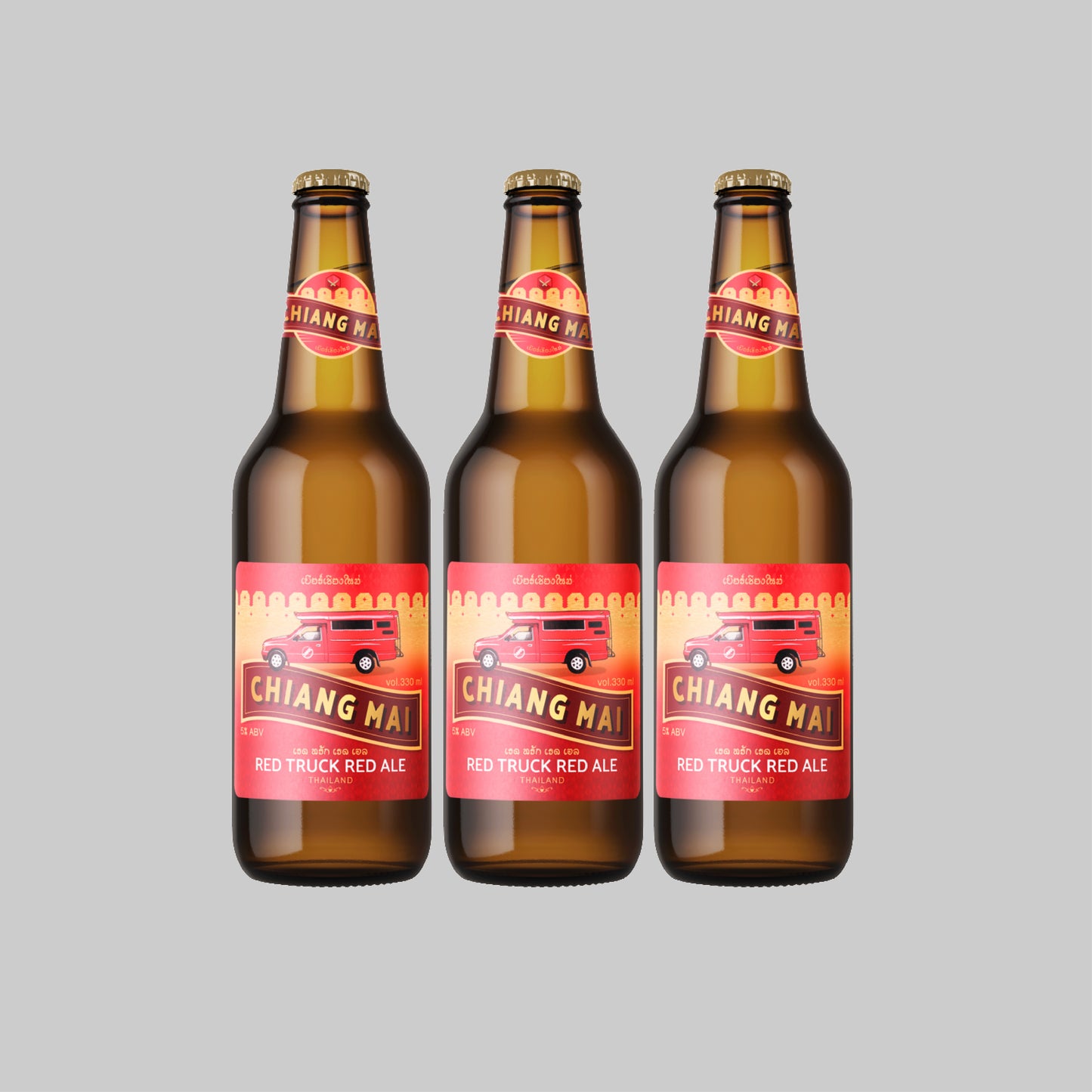 Chiang Mai Red Truck Red Ale Bottle 330ml 5.0% (Pack of 3) - Time2Drink