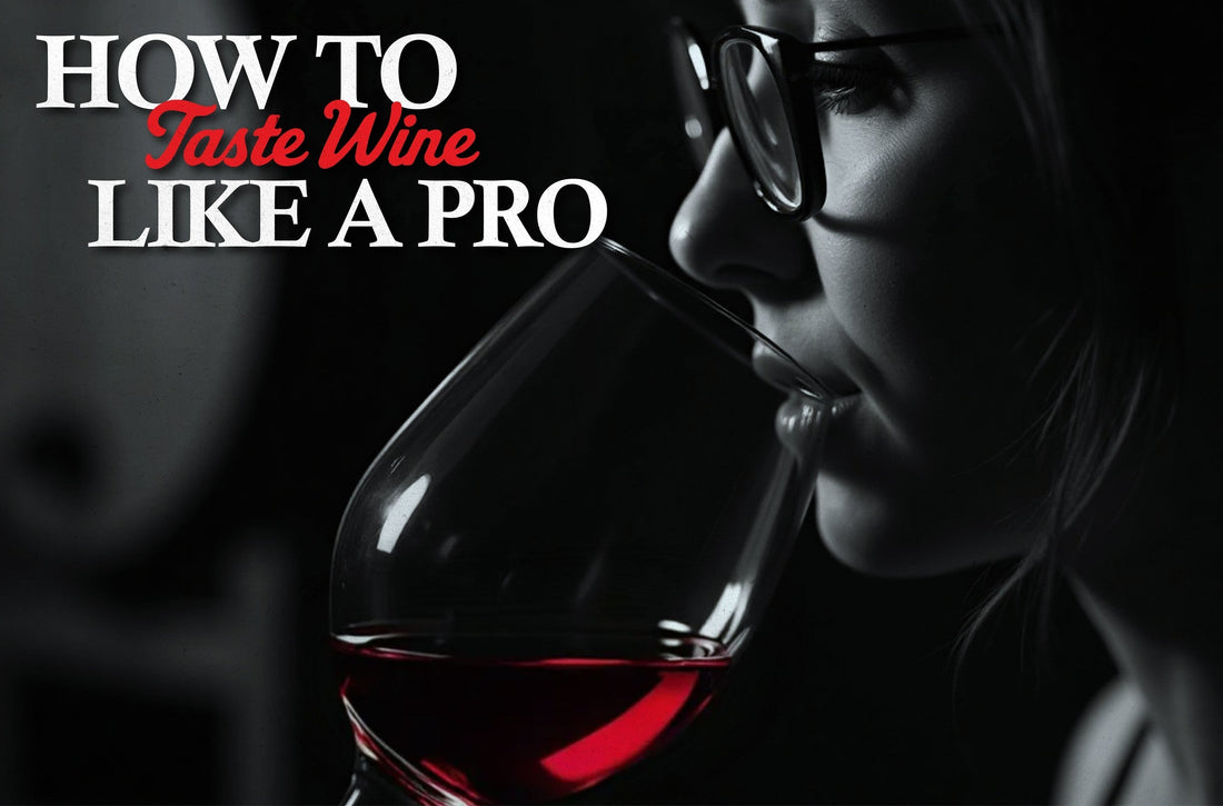 A close-up of a woman smelling red wine from a glass, illustrating the “Smell” step in the wine tasting process as part of the “How to Taste Wine Like a Pro” technique.