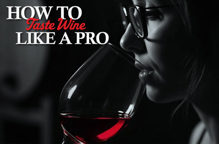 A close-up of a woman smelling red wine from a glass, illustrating the “Smell” step in the wine tasting process as part of the “How to Taste Wine Like a Pro” technique.