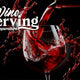 Wine Serving Temperature Chart and Red Wine Pouring into a Glass