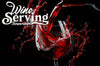 Wine Serving Temperature Chart and Red Wine Pouring into a Glass