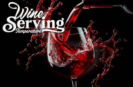 Wine Serving Temperature Chart and Red Wine Pouring into a Glass