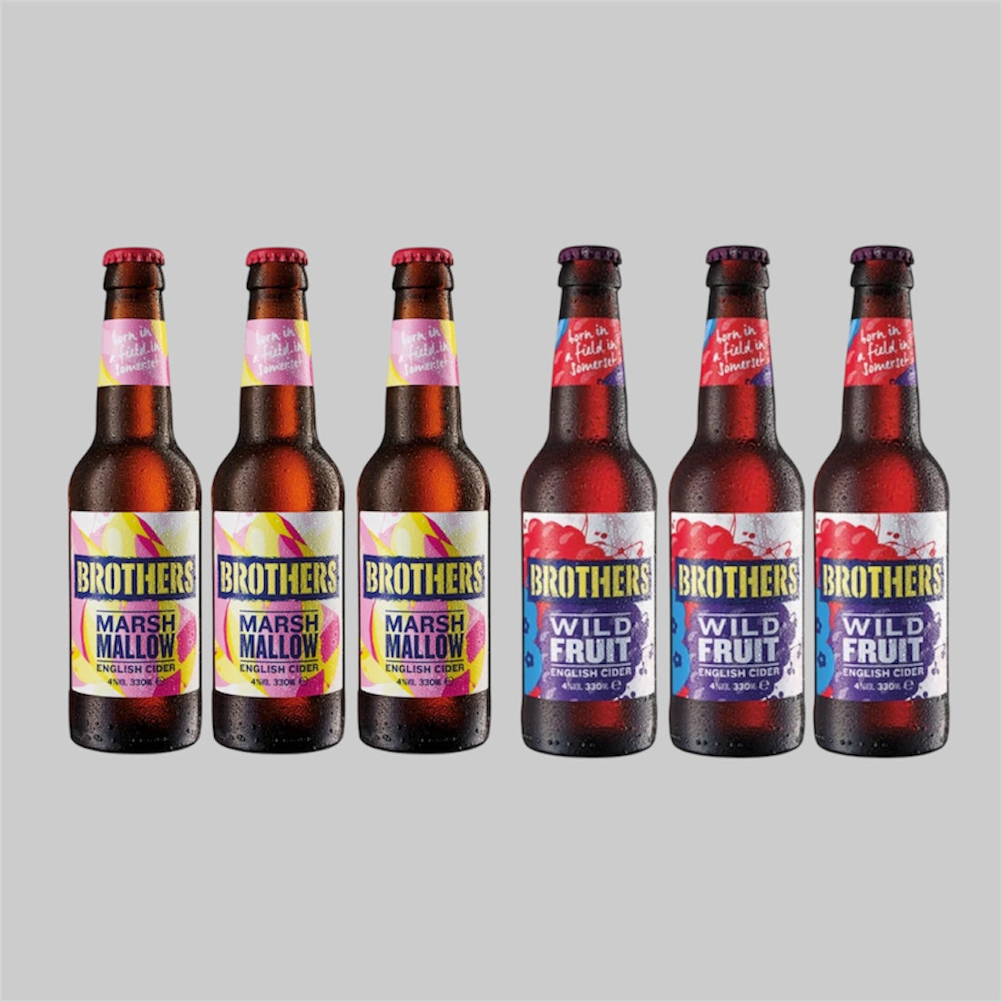 Brothers Mixed Cider Bottle 330ml (Pack of 6) – Buy 3 Marshmallow Get 3 Wild Fruit FREE | Time2Drink