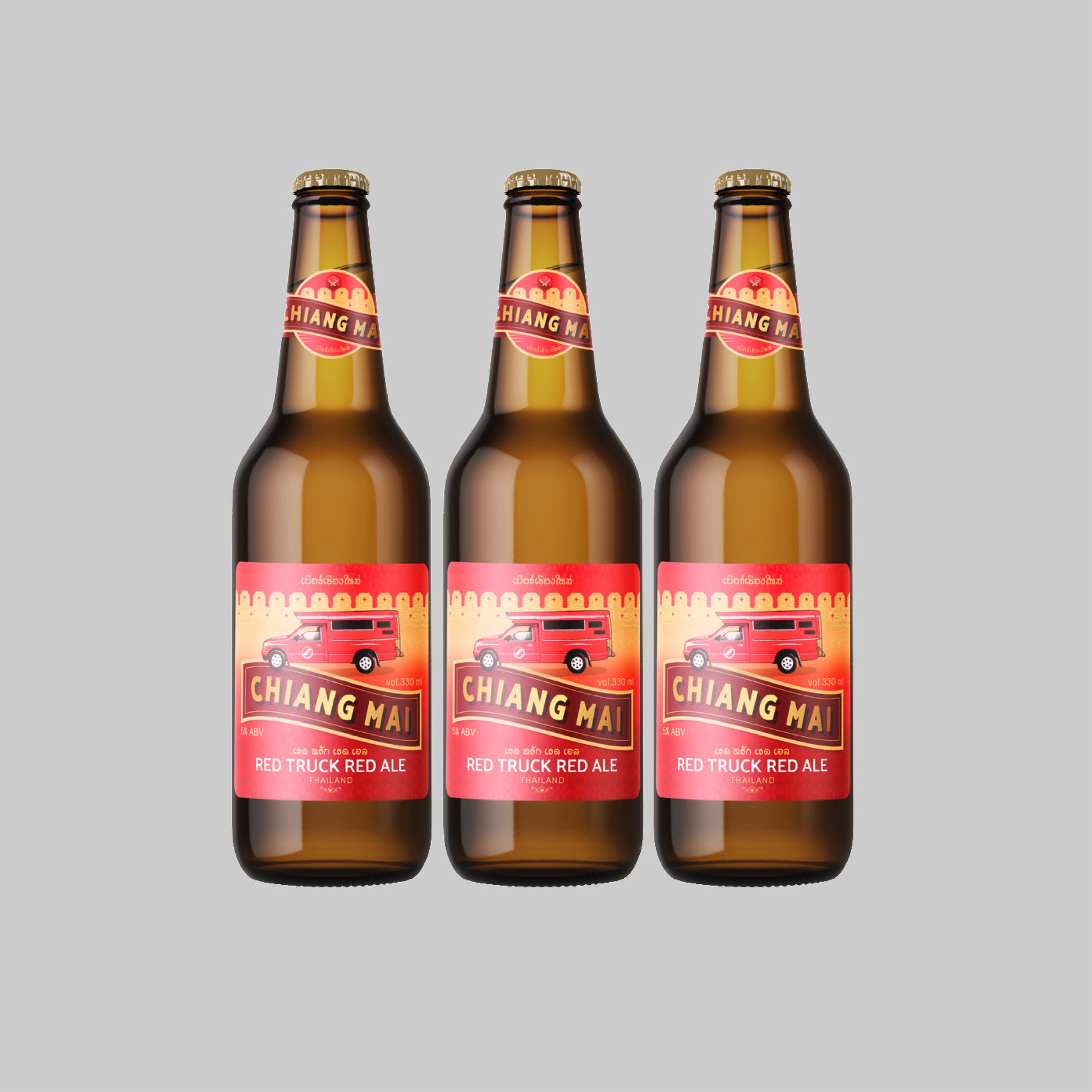 Chiang Mai Red Truck Red Ale Bottle 330ml 5.0% (Pack of 3) - Time2Drink