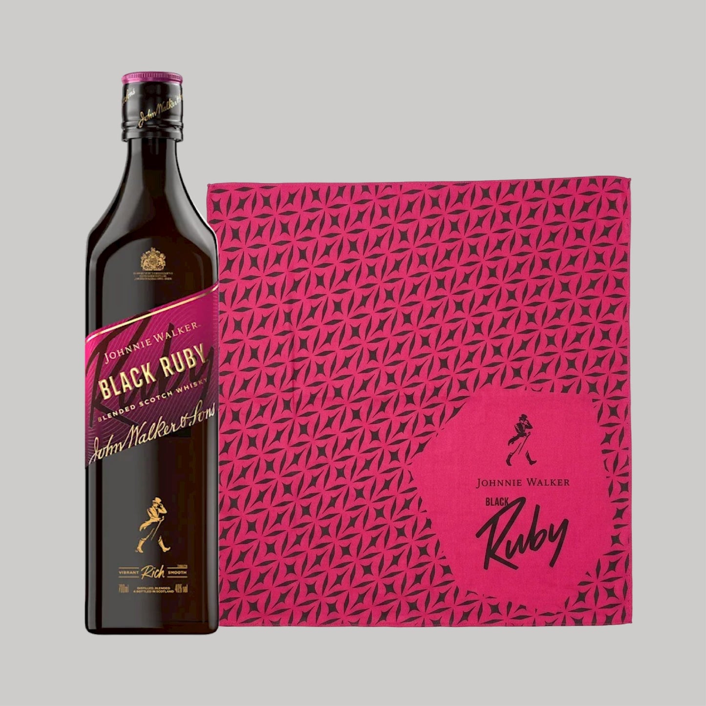 Johnnie Walker Black Ruby Blended Scotch Whisky 1000ml Duo Set (Free JW Black Ruby Scarf) | TIME2DRINK