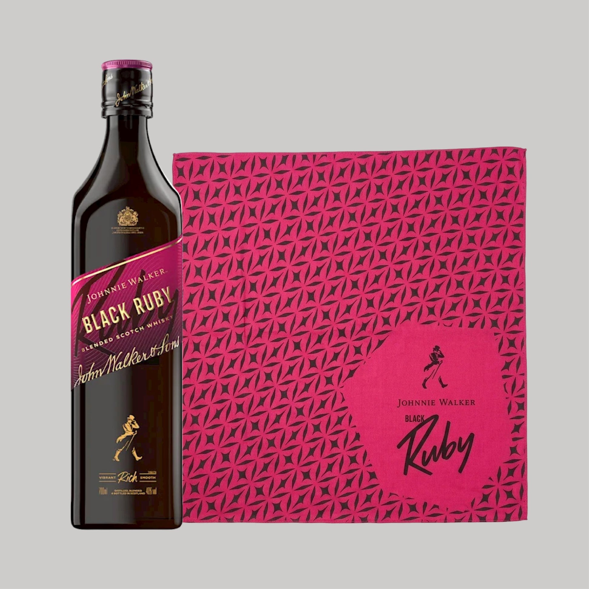Johnnie Walker Black Ruby Blended Scotch Whisky 1000ml Duo Set (Free JW Black Ruby Scarf) | TIME2DRINK