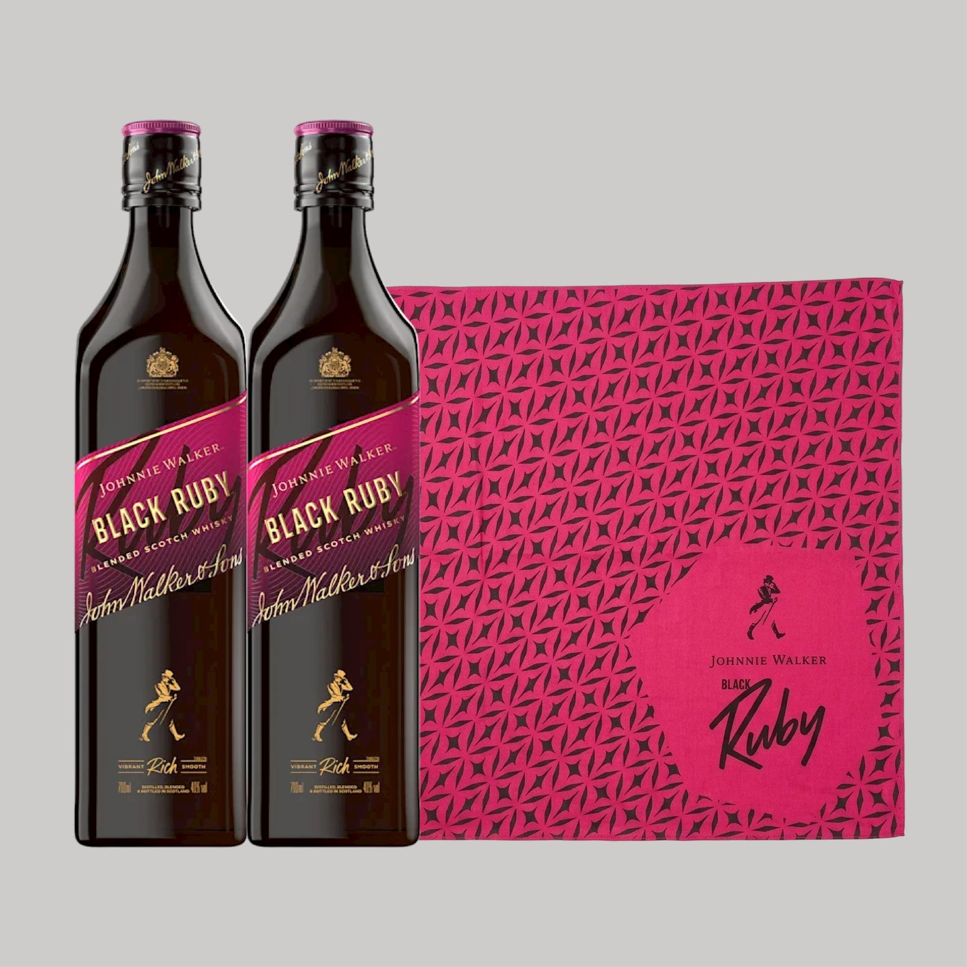 Johnnie Walker Black Ruby Blended Scotch Whisky 1000ml Duo Set (Free JW Black Ruby Scarf) | TIME2DRINK
