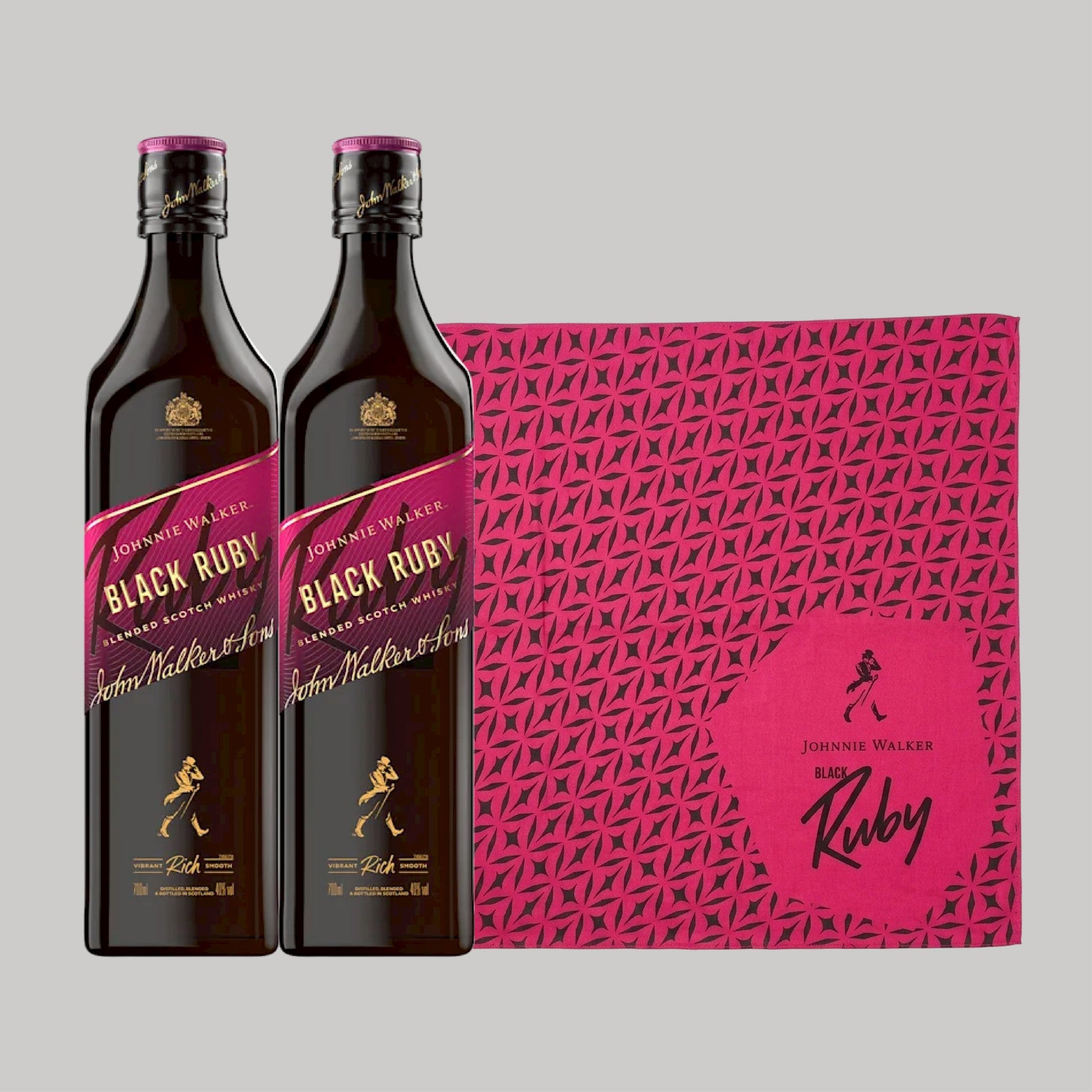 Johnnie Walker Black Ruby Blended Scotch Whisky 1000ml Duo Set (Free JW Black Ruby Scarf) | TIME2DRINK