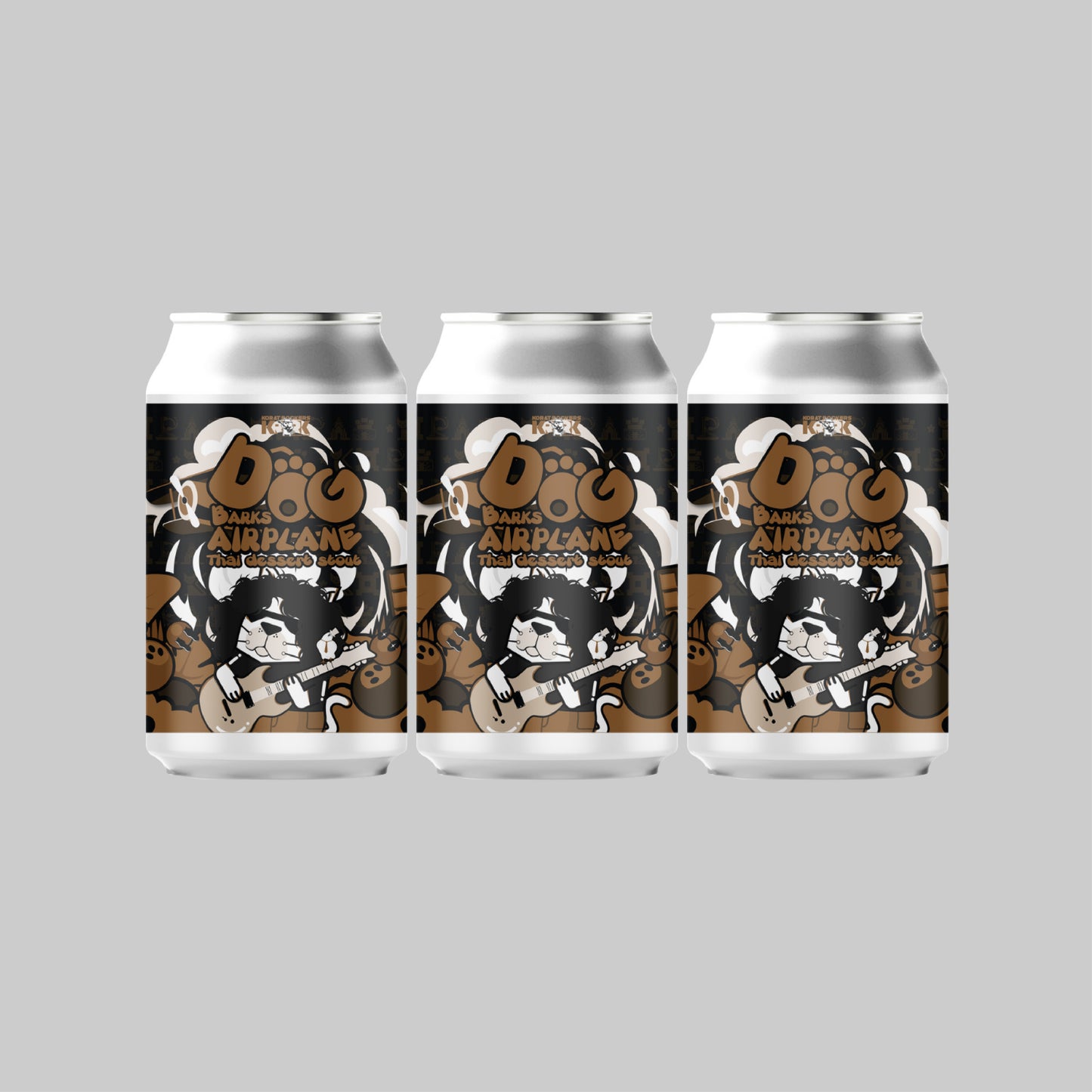 Korat Rockers Dog Bark Airplane Stout Can 330ml 6.0% (Pack of 3) - Time2Drink