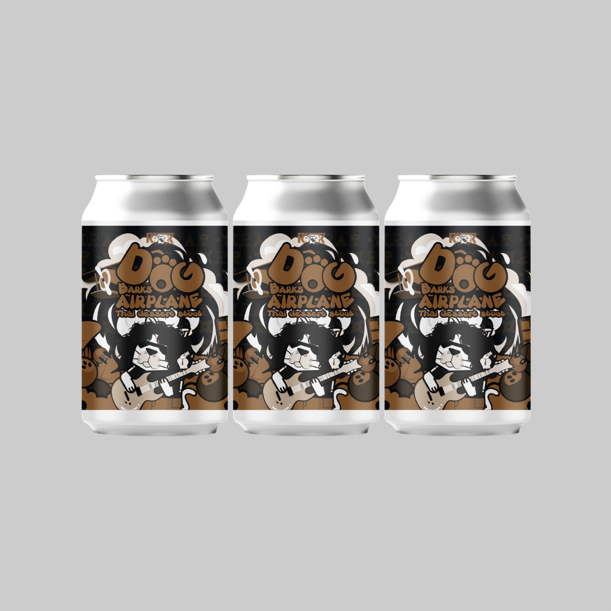 Korat Rockers Dog Bark Airplane Stout Can 330ml 6.0% (Pack of 3) - Time2Drink