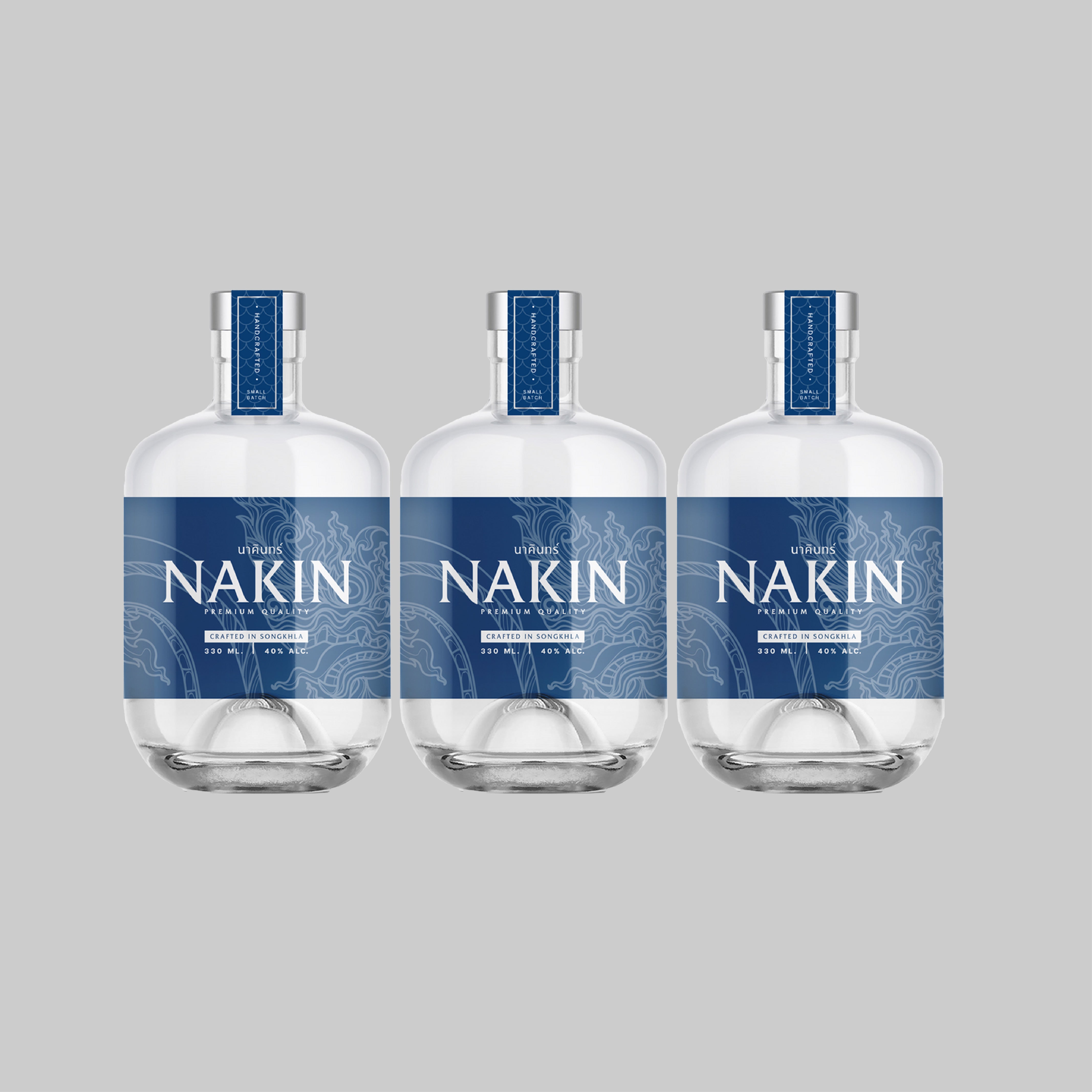 Nakin Thai Craft Gin 330ml 40.0% (Pack of 3) - Time2Drink